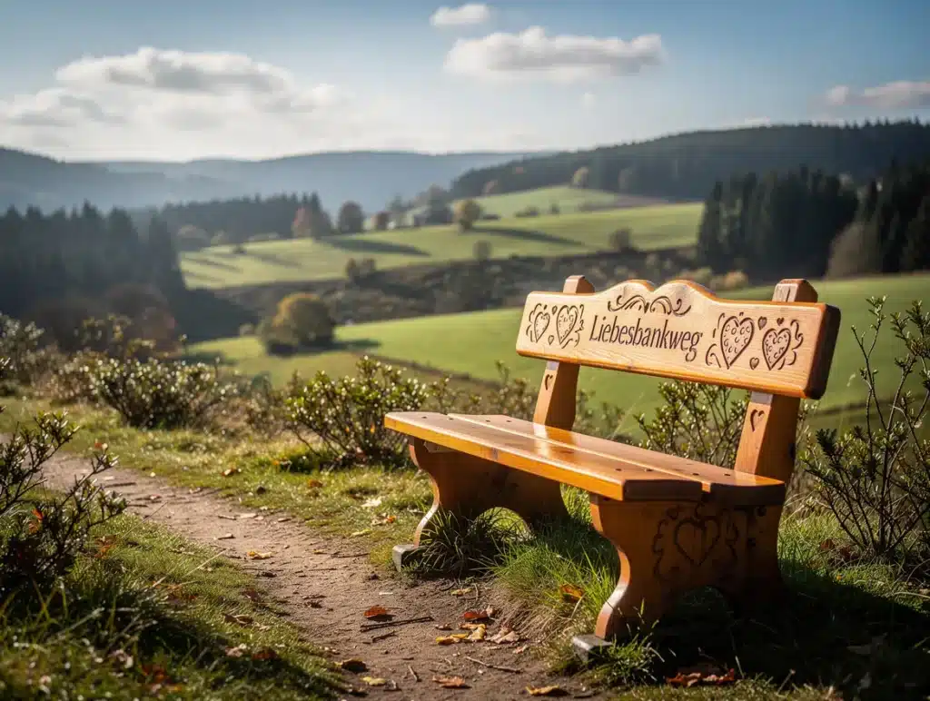 Liebesbankweg Hahnenklee – eine der 25 Bänke mit Blick auf den Harz