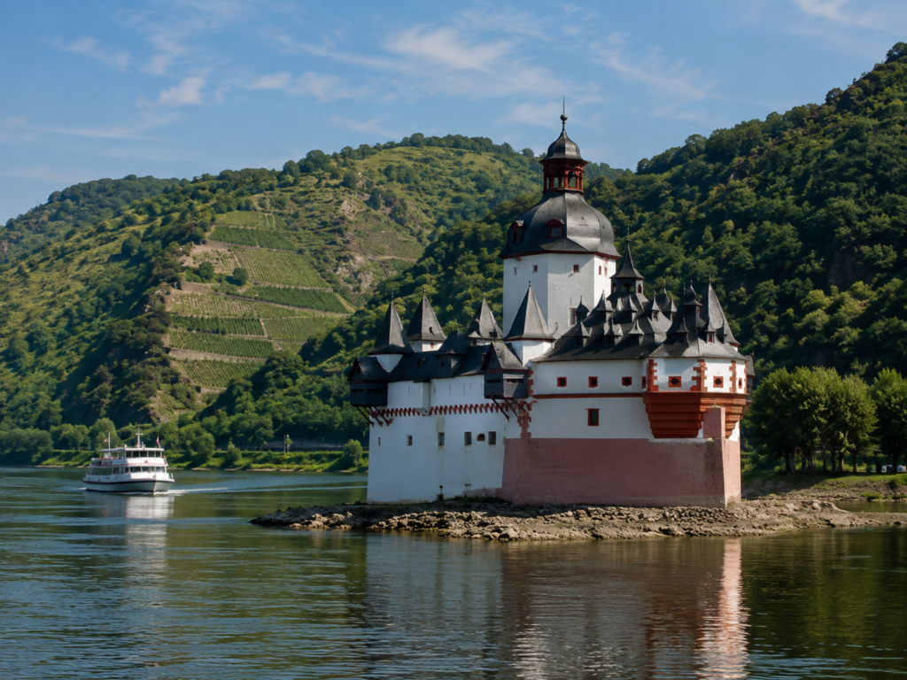 Burg Pfalzgrafenstein auf einer Insel im Rhein bei Kaub.